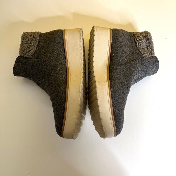 Dr. Scholl's Lunar Ankle Boots 7.5M Vegan Gray Zip Fleece Felt Platform Booties - Picture 3 of 9